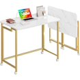thumbnail image 1 of Petit Bureau d'Ordinateur Mobile Roulant, Chariot Pliant pour Portable avec Roues, Table de Bureau Portable pour Petit Espace, Canapé-Lit - Rustique et, 1 of 6