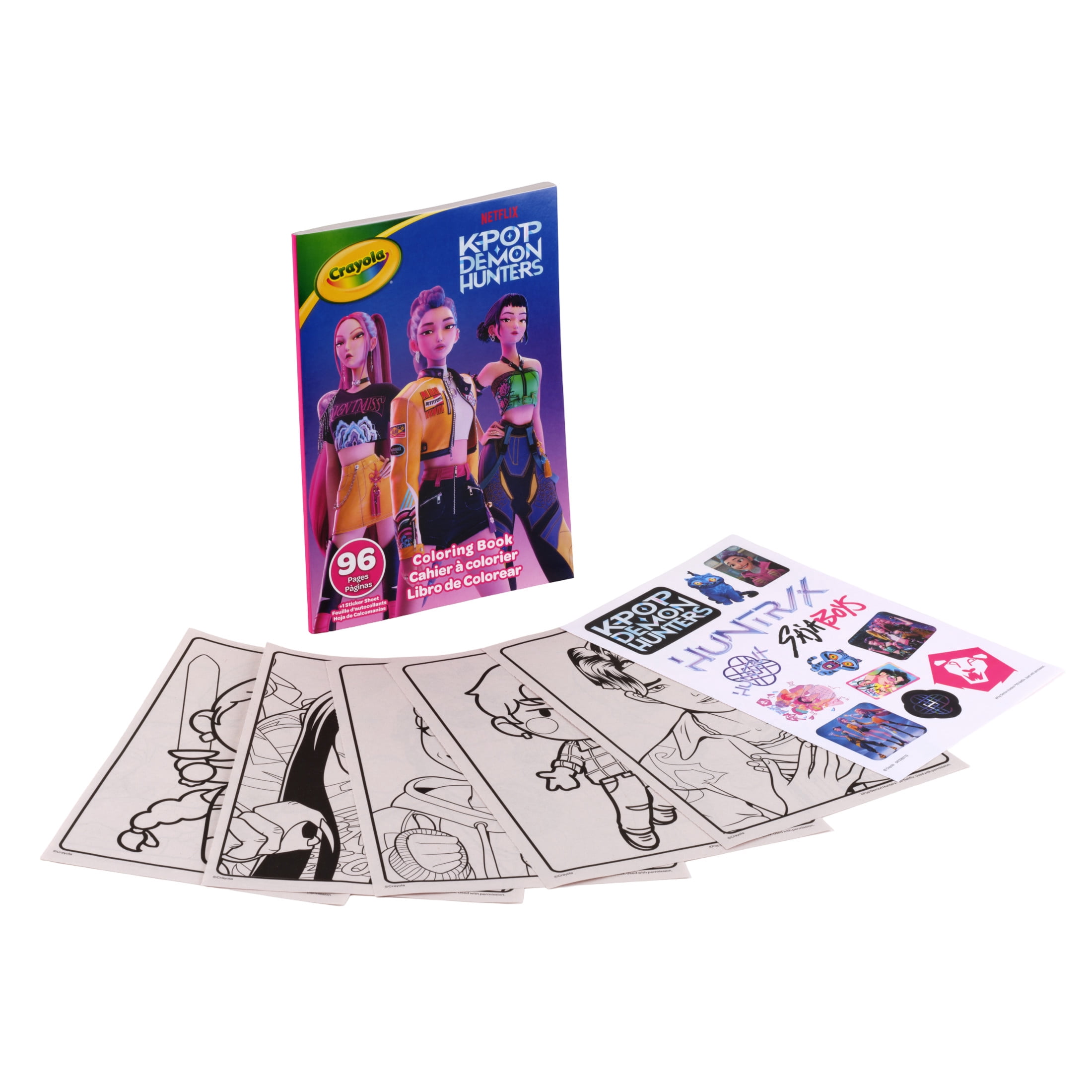 Crayola K Pop Demon Hunters Coloring Book, 96 Pgs, Arts and Crafts, Screen Free Activity, Coloring Supplies, K Pop Demon Hunters Gift for Kids, 3+