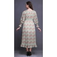 thumbnail image 4 of Bimba Floral Ladies Bishop Sleeve Round Neck Ruffle Maxi Smocked WaistÂ&nbsp;Dress-Small, 4 of 5