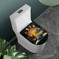 thumbnail image 2 of ZIATUBLES 1970 Vintage Sunset Dolphin Washable Stretch Fabric Toilet Bowl Lid Cover with Elastic Edges Fits Round Oval Elongated Lids Bathroom Decor Accessories, 2 of 6