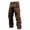 Brown, variant on Men's Vintage Washed Patchwork Cargo Pants, Button & Zipper Waist, Straight Leg Retro Casual Trousers Black L