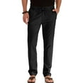 thumbnail image 1 of MAWCLOS Mens Trousers Elastic Waist Pants Drawstring Bottoms Fitted Summer Solid Color Loungewear Black XL, 1 of 4