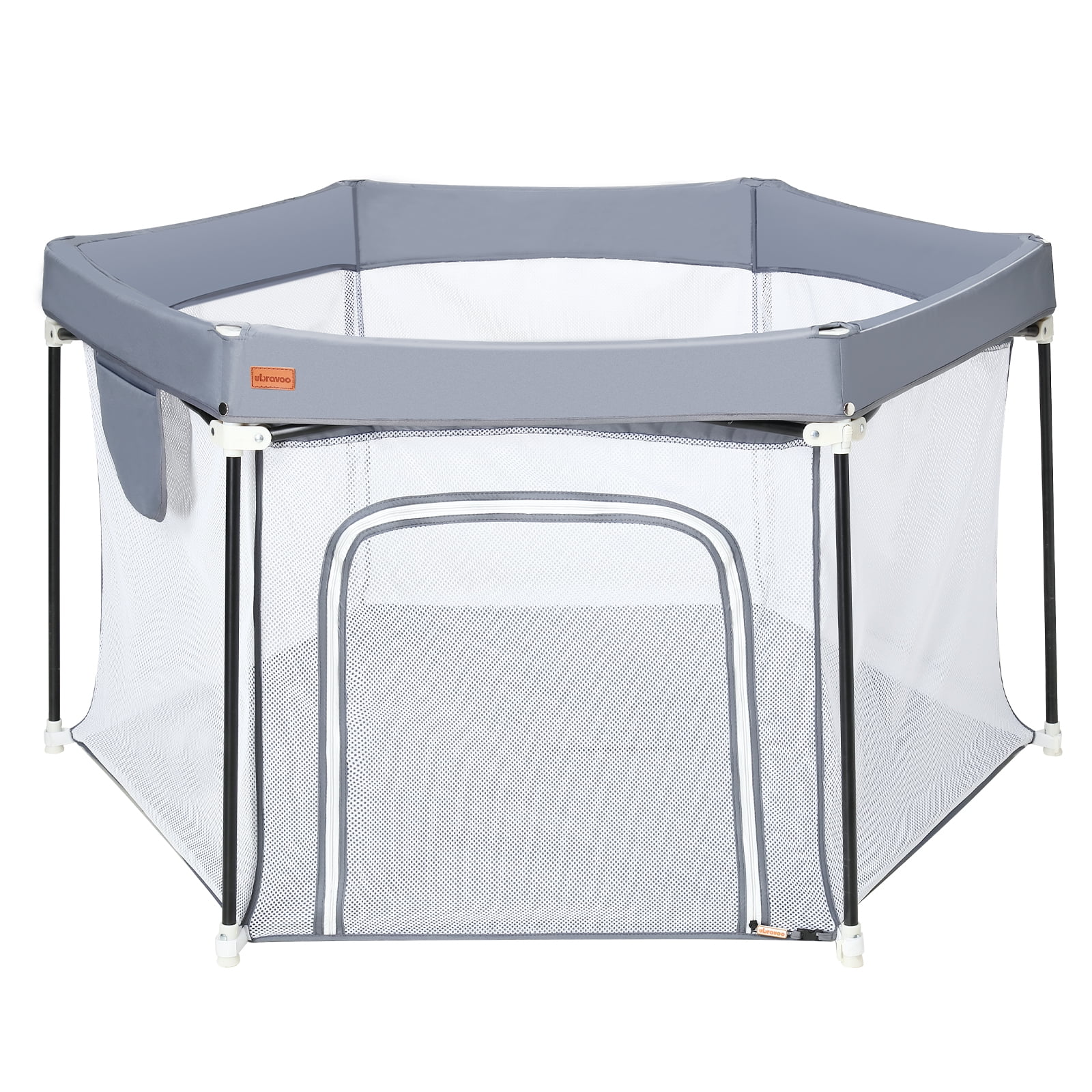 UBRAVOO Gray Hexagon Foldable Cloth Baby Playpen, Playard for Babies