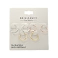 thumbnail image 3 of Brilliance Fine Jewelry 3 Tone Hoop Earring Set in 14K Rose Gold/Gold Plated Sterling Silver 12MM, 3 of 9