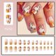 thumbnail image 2 of Set de 24 uñas postizas cortas cuadradas, con puntas francesas de purpurina naranja, uñas acrílicas postizas de otoño con pegamento., 2 of 5