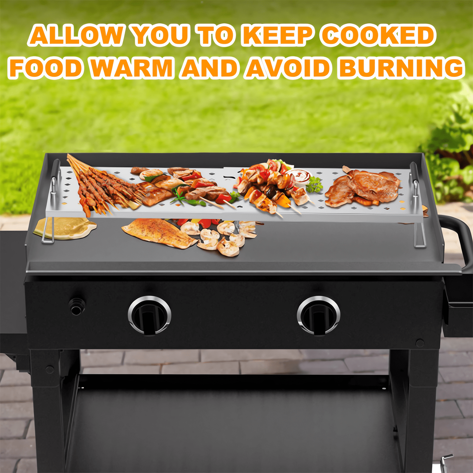 15"-28" Adjustable Griddle Warming Rack for Most Tabletop Flat-top Griddles, Universale Grill Warming Rack for Blackstone 17 22 28 36 Inch Griddle, Grill Accessories for Weber for Nexgrill