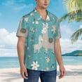 thumbnail image 5 of Haiem Teal Mama Llama Printed Hawaiian Shirt for Men - Men’s Casual Beach Summer Shirts - Stretch Fabric with Modern Fit-3X-Large, 5 of 9