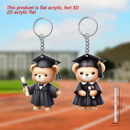 Euaioeiu Graduation Season Bear Pendant 2D Flat Pendant Car Key Pendant Holiday Decoration Prop