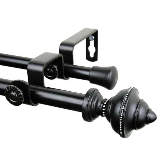 Home Window Decorative Palace Double Curtain Rod 28-48 inch - Black