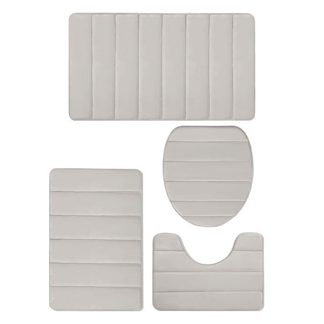 Juego de 4 alfombrillas de baño de espuma viscoelástica de microfibra suave, antideslizantes, gruesas, lavables a máquina y con absorción de agua, universales.