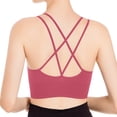 thumbnail image 3 of Sports Bra for Women V-Neck Strappy Criss Cross Yoga Bra Padded Medium Support Workout Gym Athletic Fitness Bras Watermelon Red 34, 3 of 5