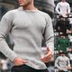 thumbnail image 3 of Mens Long Sleeve Waffle Thermal Shirt Tee Crew Neck Layering Color Size New Top, 3 of 8