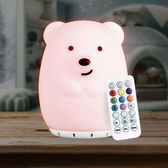 Lumipets Veilleuse pour Bébé en Silicone avec Capteur Tactile - Lampes Portatives et Rechargeables à Changement de Couleur pour Chambres, Faites d'Excellents Cadeaux pour Enfants et Bébé (Ours)