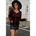thumbnail image 3 of Defitshape Women's Button Cardigan Sweater Adorable Cardigan Sweaters Button Up Baggy Autumn 2025 Cold Weather Burgundy X-Large, 3 of 3