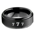 thumbnail image 2 of Tungsten Lucky Number Seven Band Ring 8mm Men Women Comfort Fit Black Step Bevel Edge Brushed Polished, 2 of 4