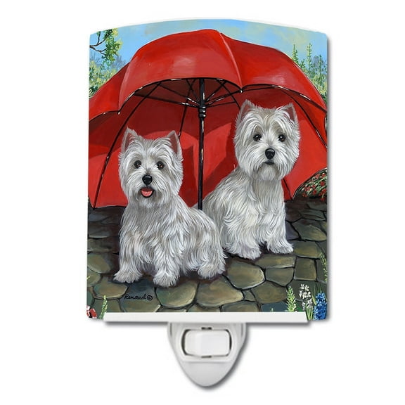 Westie April Showers Ceramic Night Light