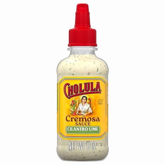 1x Cholula Cremosa Sauce, Cilantro Lime, Mild Heat, Creamy Squeezable Topping for Tacos, Enchiladas, Soup, Tostadas, Eggs and More, 8 fl oz