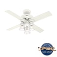 thumbnail image 2 of Hunter - Pelston Indoor Ceiling Fan With Light, 44-inch, Matte White, Casual-style, 3-speed WhisperWind Motor, 50330, for living rooms, bedrooms, home offices, kitchens, 2 of 12