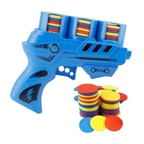 Mini pistola de juguete de disco volador, juguetes interactivos para niños, regalos al aire libre (azul 100) Tmvgtek libre de BPA