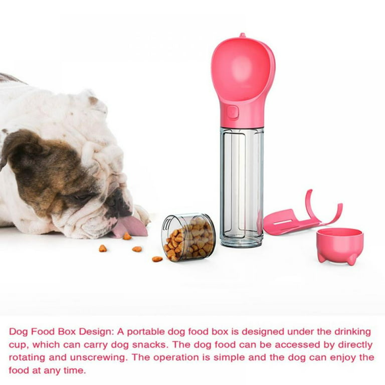 Dog Water Bottle 4 in 1 Portable Pet Water Bowl Dispenser with Dog Whistle,  Pet Travel 10OZ (300ML) Water Cup with Food Container, Poop Collection  Shovel, Garbage Bag for Dogs Cats Walking