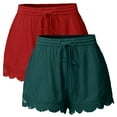thumbnail image 2 of Shorts for Women Pack of 2 Summer Elastic High Waist Wave Lace Hem Wide Leg Relaxed Fit Casual Shorts, 2 of 9