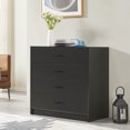 thumbnail image 1 of Hommpa 4 Drawers Handle Nightstand Wooden Black Bedside Storage Cabinet End Side Table Chest for Bedroom Livingroom, 1 of 1