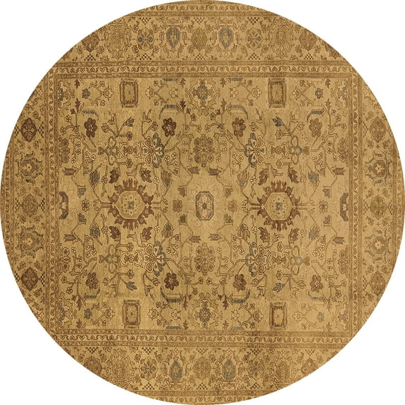 Ahgly Company Indoor Round Oriental Brown Industrial Area Rugs, 4' Round
