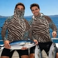 thumbnail image 7 of SEANATIVE Sun Protective Hooded Fishing Shirt for Men, Long Sleeve Full Coverage Long Sleeve Running Hiking Shirts with Built-in Mesh Face Mask Neck Gaiter, 4XL, Zebra Leopard Print, 7 of 7
