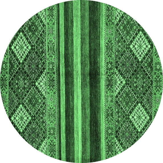 Ahgly Company Indoor Round Abstract Emerald Green Modern Area Rugs, 4' Round