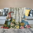 thumbnail image 2 of COMIO Throw Blanket Flannel Fleece Blanket (Universal 1) Easter Gnomes Easter Eggs Retro Eucalyptus Leaves White, 2 of 6