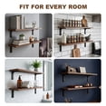 thumbnail image 6 of Riousery Wood Floating Shelves Set of 2, 23.6" Wall Mounted Shelves with Metal Brackets, Walnut Wall Shelves for Bathroom, Bedroom, Living Room, Kitchen, 6 of 8