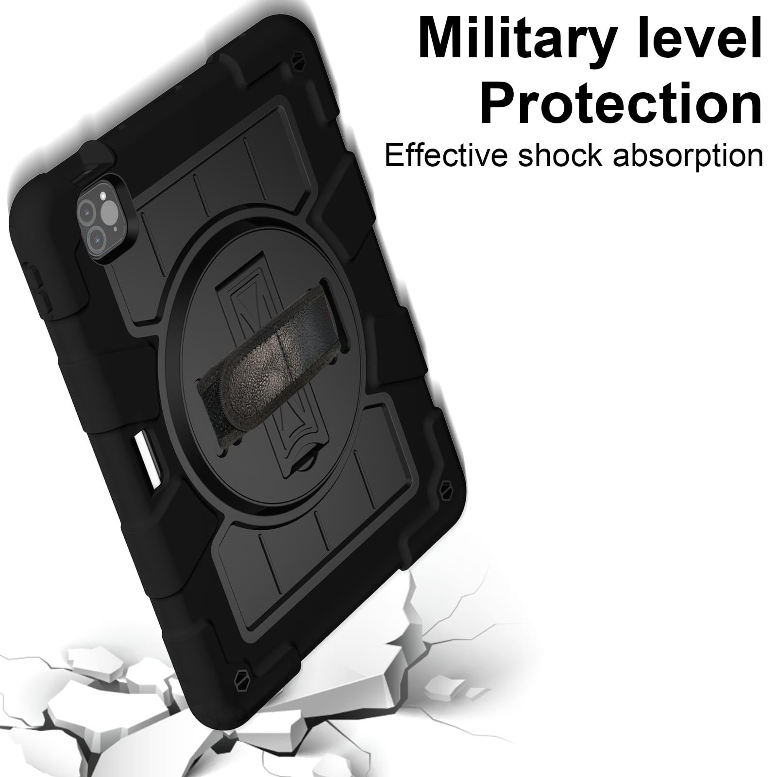 Shockproof Case for Apple iPad Air 11 Inch M4 M3 M2 2026/2025/2024, with Pencil Holder iKids Friendly Hand Strap Shoulder Strap Kickstand Anti-Scratch Case Cover for iPad Air 11",Black