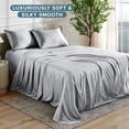thumbnail image 5 of Bare Home Luxury Poly Satin Sheet Set for Hair and Skin, 15” Deep Pockets, King, Silver, 5 of 10