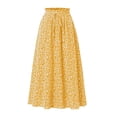 thumbnail image 5 of oqasdz Floral Prints Midi Skirt Boho Flowy Elastic High Waist A Line Skirt Bow Linen Flared Summer Beach Long Skirts for Women with Pockets, 5 of 6