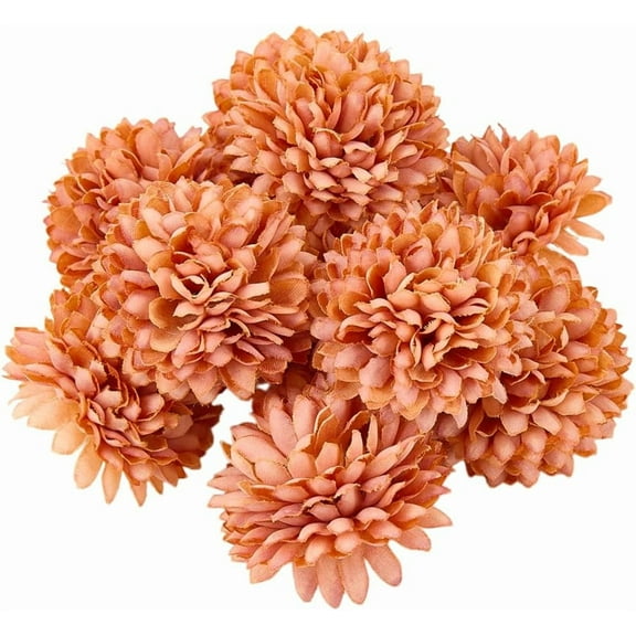 20Pcs Tangerine Chrysanthemum Flowers for Decoration Small Artificial Flowers Fake Flowers Realistic Flowers for Wedding Garden Party Decor Floral Arrangement Table Centerpiece 1.57x1.26in