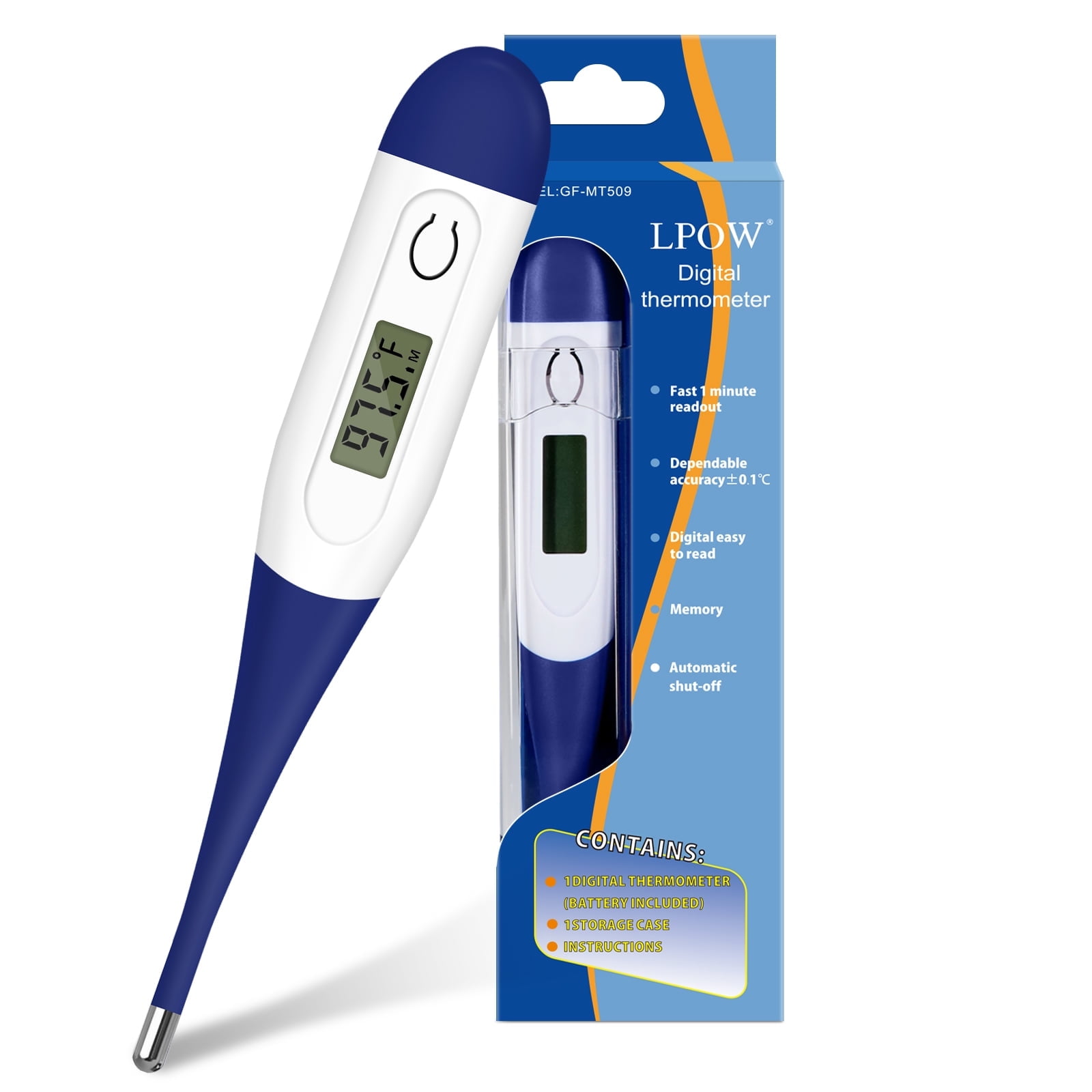 LPOW Thermometer for Adults & Kids with 10s Fast Reading, Digital Oral Thermometer for Fever