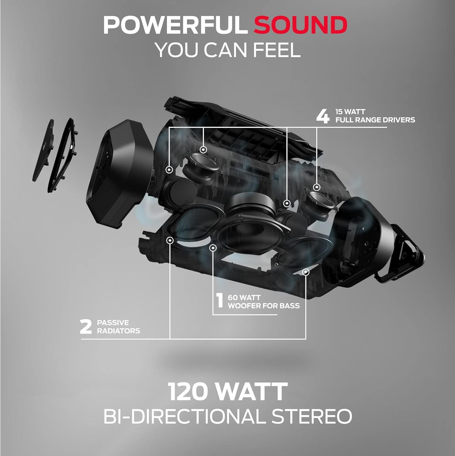 Monster Blaster 3.0 Portable Speaker, 120W Wireless Bluetooth Speaker, IPX5 Rechargeable Waterproof, Charge Out & Aux Input