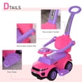 thumbnail image 4 of Aosom Coches de empuje 2 en 1 para niños pequeños, cochecito de paseo para niños, coche deslizante con bocina, función de luz musical, barra segura, juguete para niños de 1 a 3 años, color rosa, 4 of 5