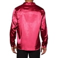 thumbnail image 3 of MODA NOVA Big & Tall Men's Dress Satin V Neck Long Sleeve Button Down Shirts Red LT, 3 of 4