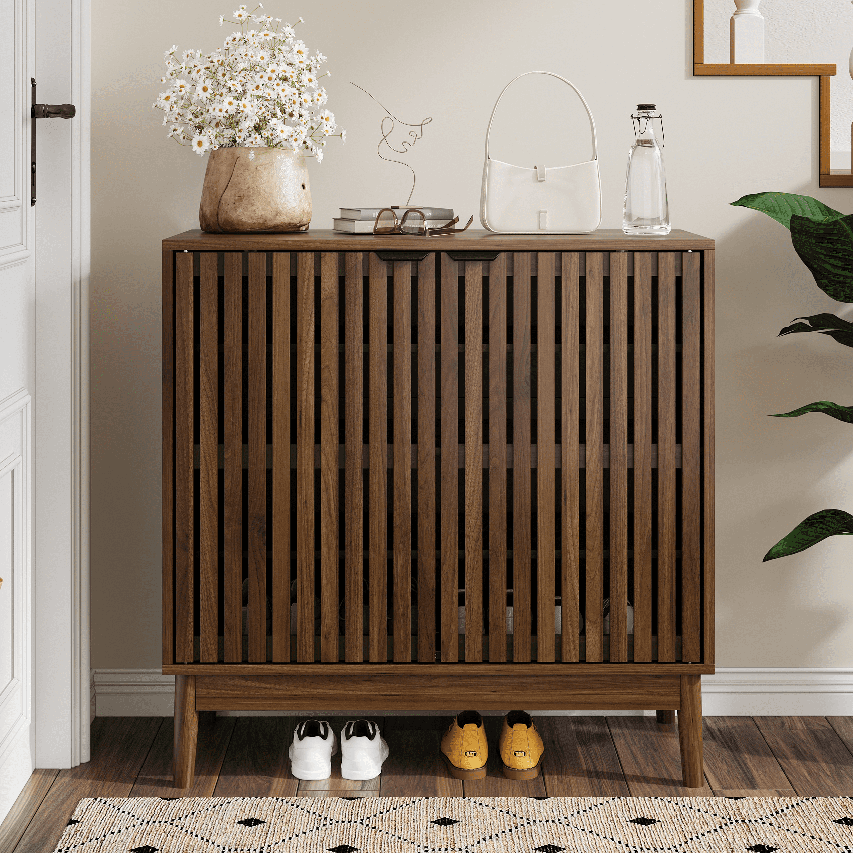 Baxton Studio Delaire Mid-Century Modern Walnut Brown Finished