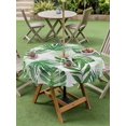 thumbnail image 4 of Outdoor Tablecloth with Umbrella Hole for Patio/Picnic/Party/Camping, Summer Botanical Waterproof Table Cloth Round Cover Washable, Monstera Palm Leaves Green (Dia 54"), 4 of 8