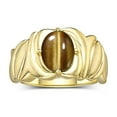 thumbnail image 1 of RYLOS Rings for Women 14K Gold Plated Silver Ring Solitaire 9X7MM Oval Gemstone with Satin Finish Band Tiger Eye Jewelry Size 10, 1 of 7