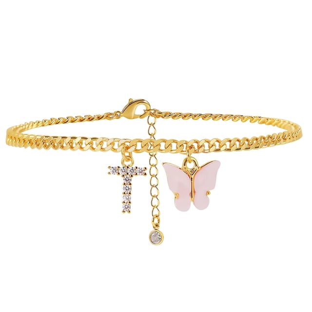 Anklet Jewelry Initial Style Foot Accessory for Women - Delicate Lettered Ankle Chain with Charm