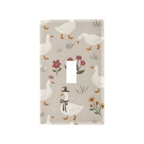 Yayeee Toggle Light Switch Wall Plate 1-Gang 4.5"x2.7" Home Decorative Outlet Cover, Gray Cartoon Goose Pattern