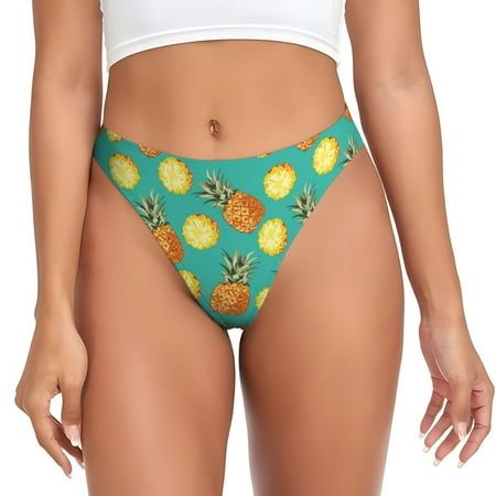 Orange Pineapple Thongs for Women - No Show Seamless Womens Thongs Underwear  Stretch G String Thongs for Women  Ladies Breathable Sexy Thong Bikini Panties Briefs