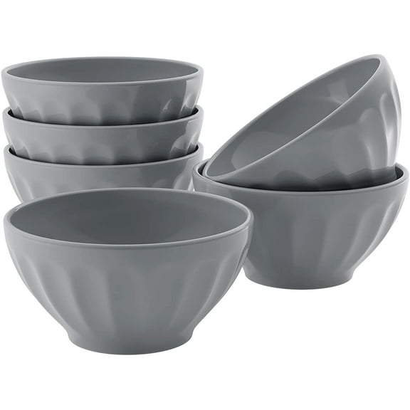 Kook Ceramic Cereal Bowls, Set of 6, 24 oz, Powder Grey