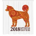 thumbnail image 3 of Year of the Dog Shower Curtain, Canine Design with Blooming Flowers and Hearts 2018 Festive Asian Calendar, Fabric Bathroom Set with Hooks, 69W X 75L Inches Long, Multicolor, by Ambesonne, 3 of 3