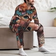 thumbnail image 7 of Picia Flower Crown Cat Pattern Men’s Long-Sleeve Sleepwear Set - Soft 2-Piece Loungewear with Pockets, Comfy PJs for Relaxing Nights-X-Large, 7 of 7