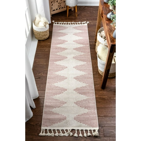 Well Woven Zella Blush Tribal Diamond Medallion Area Rug