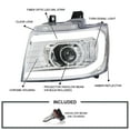 thumbnail image 3 of Spec-D Tuning Chrome DRL LED Strip Projector Headlights Compatible with 2007-2014 Chevy Avalanche, Tahoe, Suburban 1500 2500, Left + Right Pair Headlamps Assembly, 3 of 5